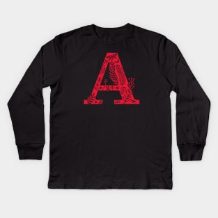Letter A red Kids Long Sleeve T-Shirt